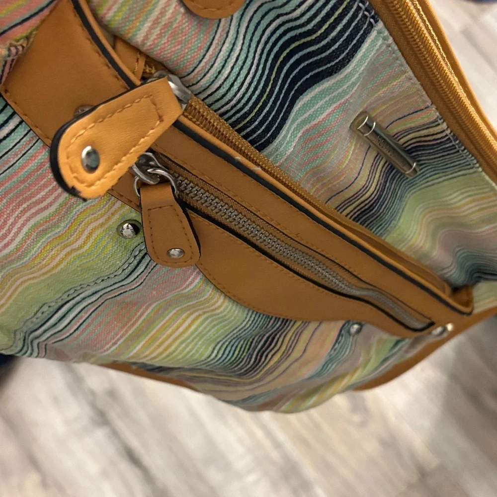 Jaclyn Smith Multicolor Striped Shoulder Bag with Tan Details